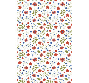 Estor flores Patrones de jardín azul y rojo - TenVinilo