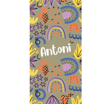 Geometric rainbows with name children room roller blind - TenStickers