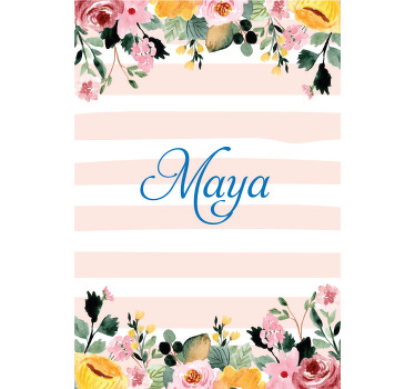 Store enrouleur fleur motif rayé personnalisé - TenStickers