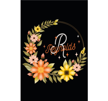 Estore de rolo flores e plantas inicial e nome elegante - TenStickers