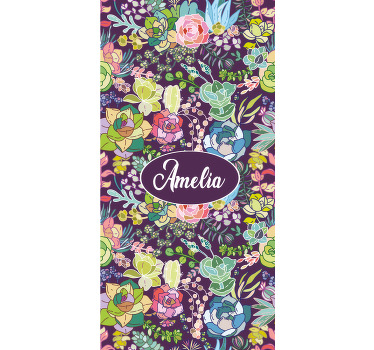 Fargerike blomster og kaktusmønster rullegardin personlig - Tenstickers