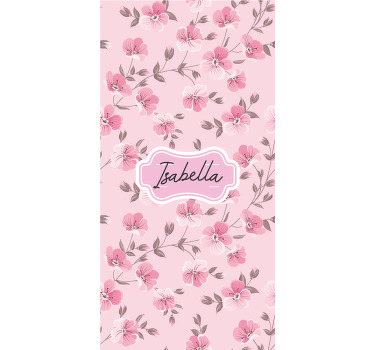 Cherry blossoms with name children room roller blind - TenStickers