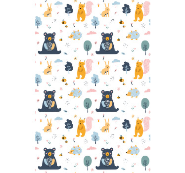 Färgglada ekorrar och nallar rullgardin - Tenstickers