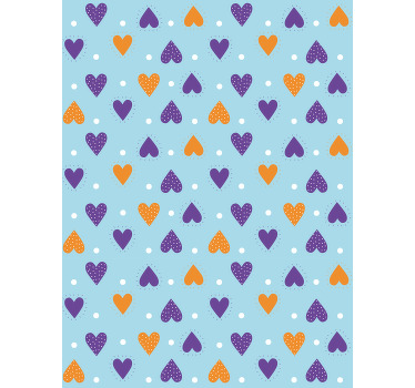 Estor enrollable románticos patrón de corazón azul - TenVinilo