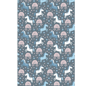 ροζ ουράνια τόξα με μονόκερους ρολά που ζωγραφική - TenStickers