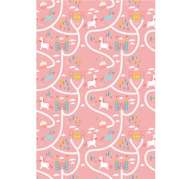 Castels and unicorns children room roller blind - TenStickers