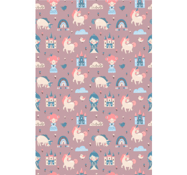 Unicorns and castles children room roller blind - TenStickers