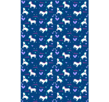 Søte enhjørninger med skyer og stjerner rullegardin tegning - Tenstickers