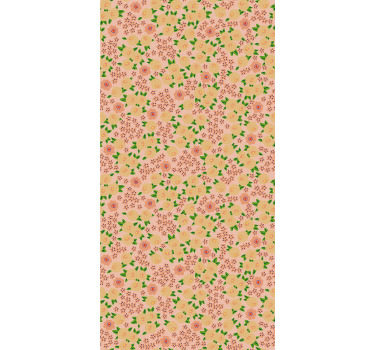 şeftali tonlarında orijinal çiçek deseni Stor perde - TenStickers