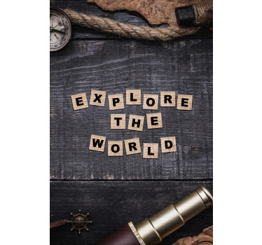 Explore the world plane writing roller blind - TenStickers