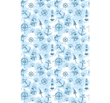 Estore de rolo para cozinha padrão de ícones náuticos - TenStickers