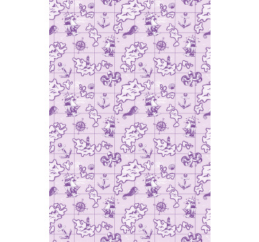 Ljubičasta gusarska karta rolo zavjesa slikarstvo - TenStickers
