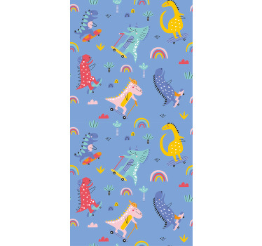 Rolo zavjese dinosaura scena skateboardinga - TenStickers