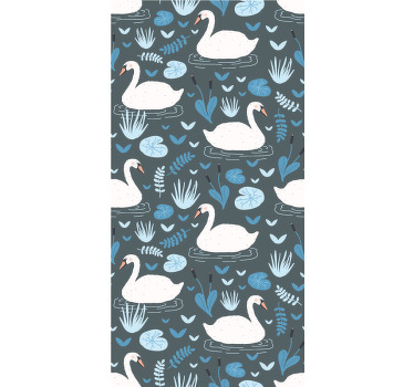 Elegant vitt svanmönster barngardin - Tenstickers