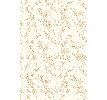 Enkelt beige blommönster Rullgardin blommor och växter - Tenstickers