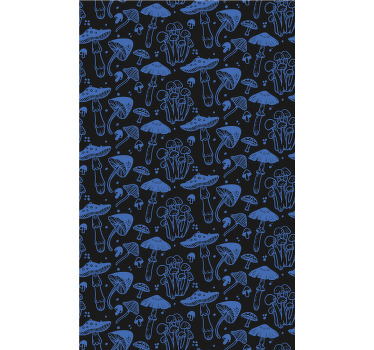 Flores e plantas cegas com padrão de cogumelo escuro - TenStickers