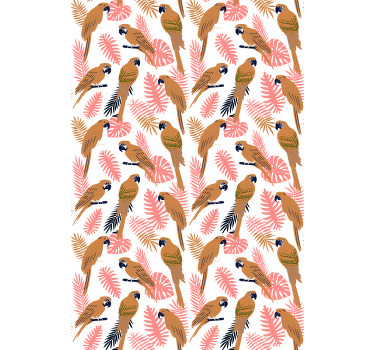 Orange parrots with pink flowers animal blind - TenStickers