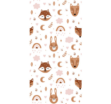 Söta bruna djur och regnbågar rullgardin målning - Tenstickers