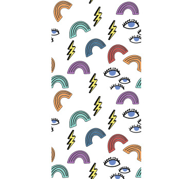 ögon och blixtmönster barngardin - Tenstickers