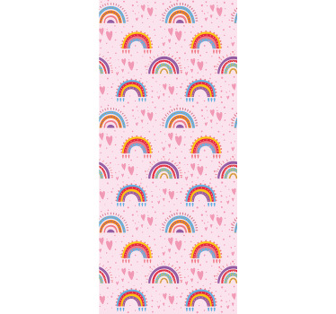 Rosa prickar och färgglada regnbågar barns rullgardin - Tenstickers
