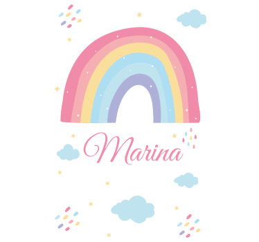 Rollo Fenster Kinderzimmer Pastell Regenbogen mit Namen - TenStickers