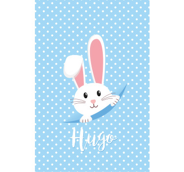 Store enrouleur chambre bébé lapin blanc avec nom - TenStickers