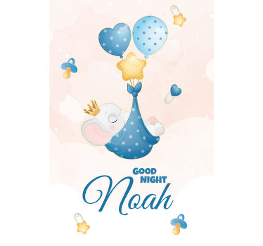 Store enrouleur chambre bébé bonne nuit éléphant avec nom - TenStickers