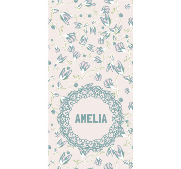 Estor enrollable juvenil nombre con delicado motivo floral - TenVinilo