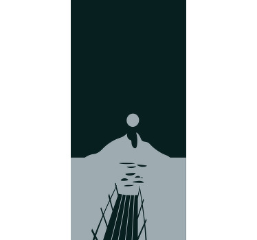 Puinen telakka järvelle moderni rullaverhot - Tenstickers