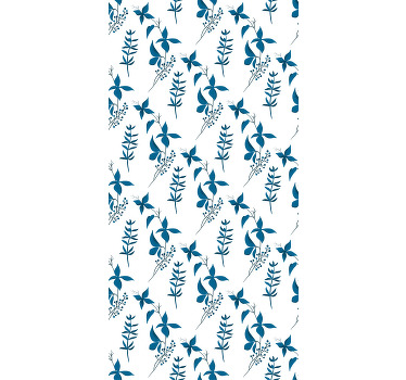 Cortina roller flores patrón tropical minimalista azul. - TenVinilo