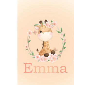 Rollo Fenster Kinderzimmer Baby Giraffe mit Namen - TenStickers