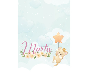 Bby lion with star and name nursery roller blind - TenStickers
