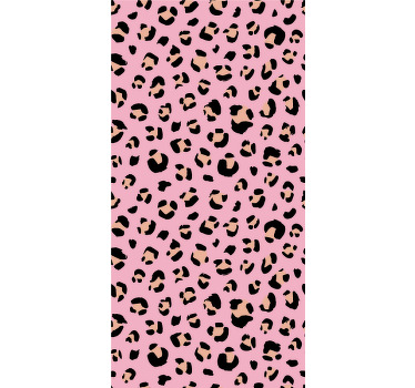 Rosa tecknad leopardmönster barngardin - Tenstickers