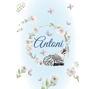 Ljubke živali zebra z imenom Roleta otroci - TenStickers