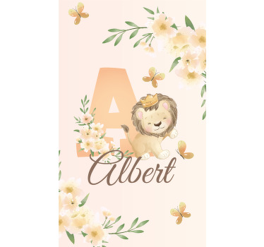 Baby lion with name and initial blind children - TenStickers