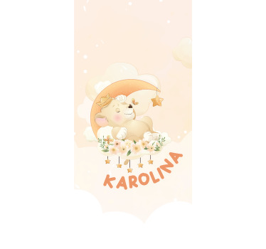 Söta djur lejon med namn barn rullgardin - Tenstickers