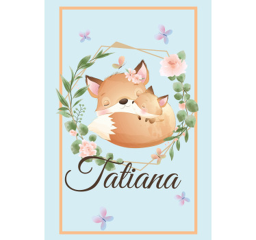 Fox family with name children room roller blind - TenStickers