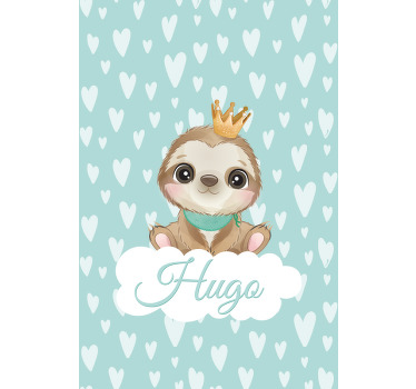 Sloth with crown and name blind children - TenStickers