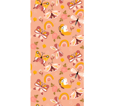 Růžový vlající vzor Motýlí roleta - TenStickers