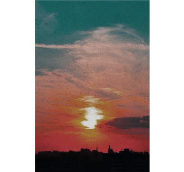 şehrin üzerinde gün batımı bulutlar stor perde - TenStickers