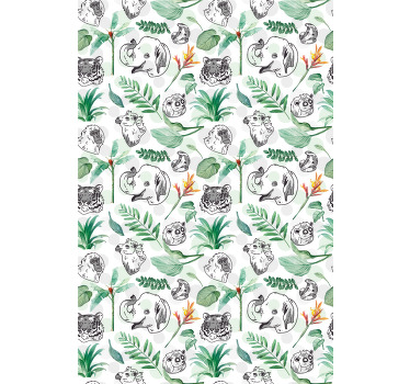 Rollo Fenster Kinderzimmer grüne dschungeltiere - TenStickers