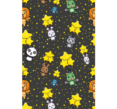 Søte dyr som flyr på ballonger rullegardin barn - Tenstickers