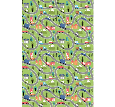 Estor enrollable infantil carreteras de vehículos coloridos - TenVinilo