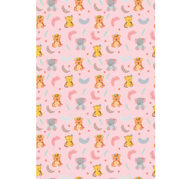 Uppsättning söta tecknade djur barn rullgardin - Tenstickers