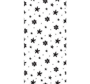 Store enrouleur fleur conception en noir et blanc - TenStickers