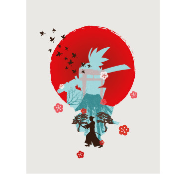Samurai silhuet superhelte rullegardiner - TenStickers