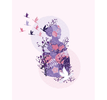 Estores enrollable flores arte de silueta floral - TenVinilo