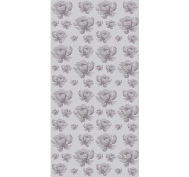 Grå delikat design Rullgardin blommor och växter - Tenstickers