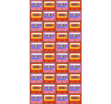 Kırmızı ve pembe 80'lerin kaset eski stor perde - TenStickers