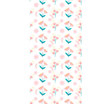 Cortina roller flores patrón de equinácea rosa - TenVinilo